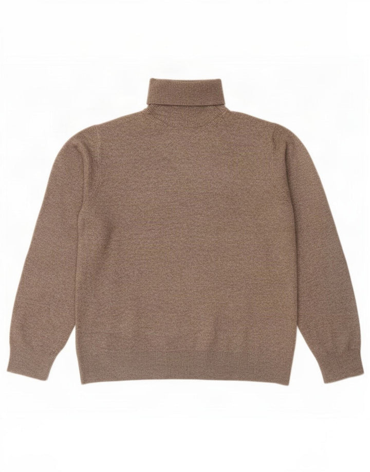Suéter masculino Marks & Spencer com gola redonda, poliéster marrom médio