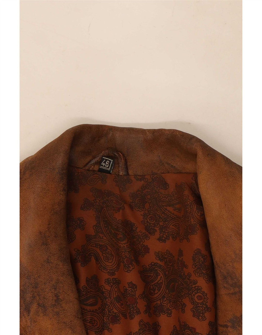 Jaqueta feminina vintage de couro com peito duplo grande UE 46 XL marrom