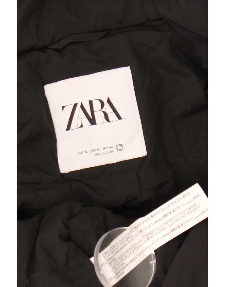 Jaqueta bomber masculina Zara com capuz Reino Unido 42 XL preto poliéster