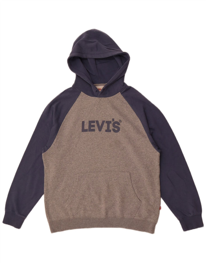 Suéter masculino Levi's Graphic Relaxed Fit com capuz cinza médio bloco colorido