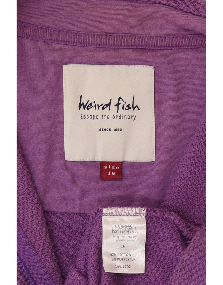 Suéter Cardigan Feminino Weird Fish Reino Unido 16 Grande Algodão Roxo