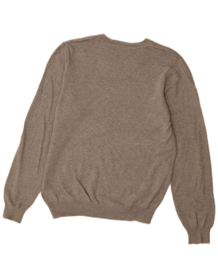 Suéter masculino Marks & Spencer Blue Harbor com decote em V pequeno cinza manchado