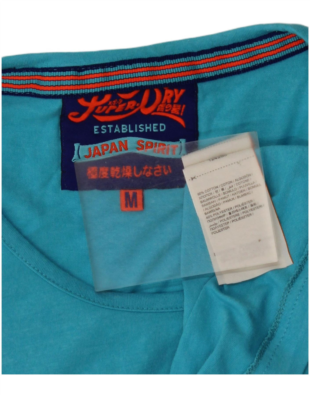 Top colete gráfico feminino SUPERDRY UK 12 algodão azul médio