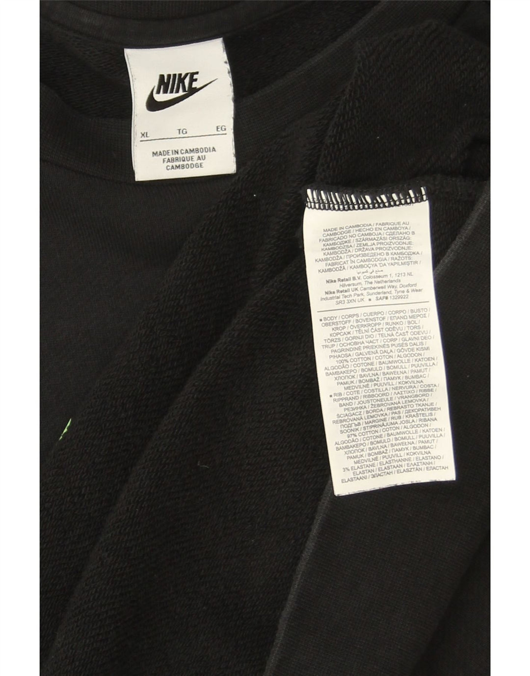 Moletom gráfico masculino Nike Jumper XL preto colorblock algodão