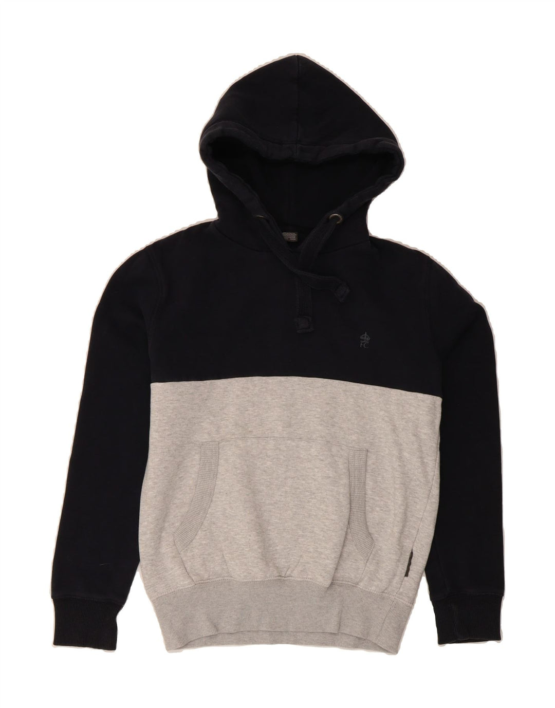FRENCH CONNECTION Mens Hoodie Jumper Small Navy Blue Colourblock Cotton Vintage French Connection and Second-Hand French Connection from Messina Hembry 