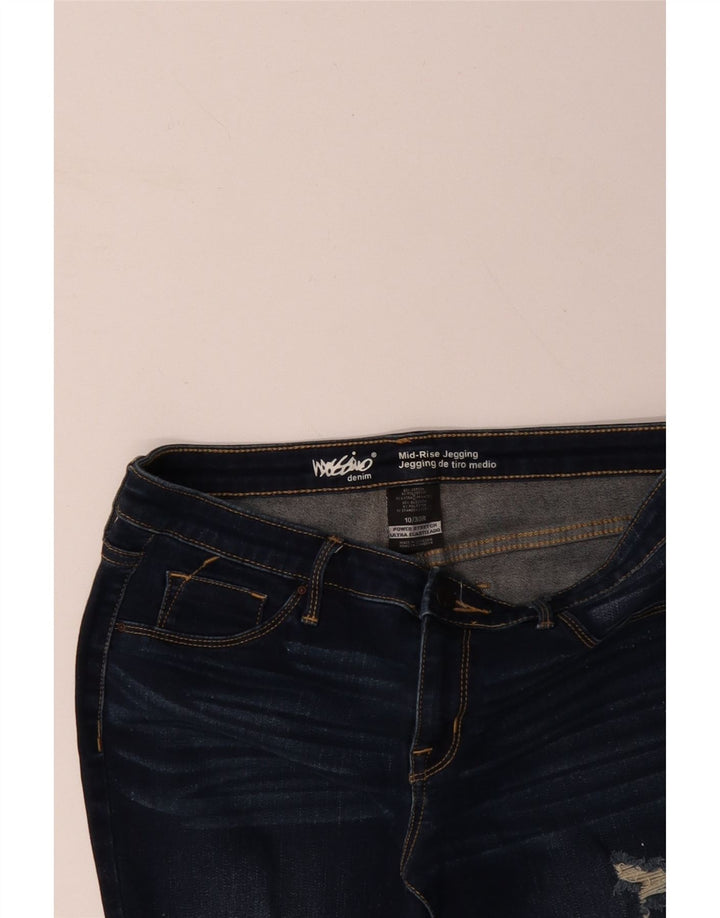 Calça jeans feminina MOSSIMO com cintura média desgastada US 10 médio W30 L27 azul