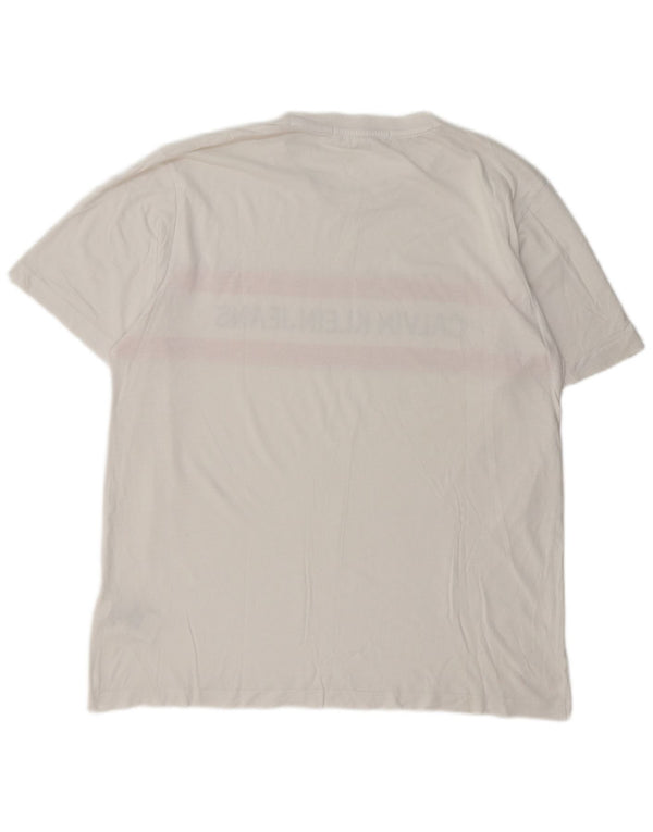 Calvin Klein Jeans Camiseta masculina gráfica Top XL algodão branco
