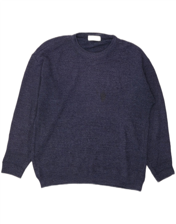 Suéter masculino Marks & Spencer com gola redonda, pequeno acrílico azul marinho