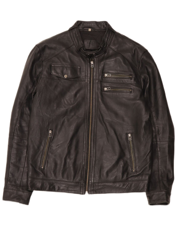 Jaqueta de couro masculina Bata UK 42 XL preta