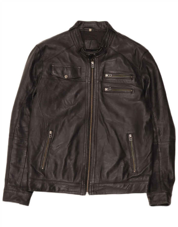 Jaqueta de couro masculina Bata UK 42 XL preta