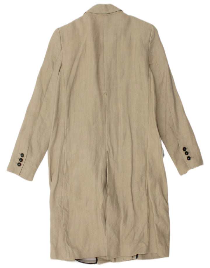 Casaco feminino Zara com peito duplo Reino Unido 6 XS linho bege