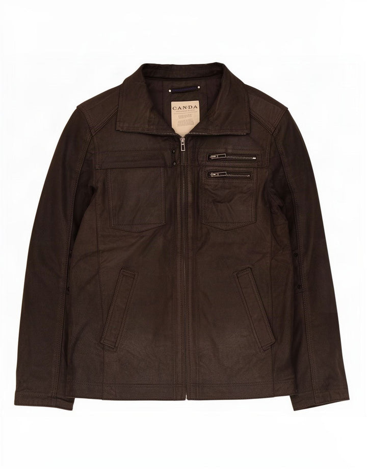 Jaqueta de couro Canda Mens By C&A EU 52 XL preta