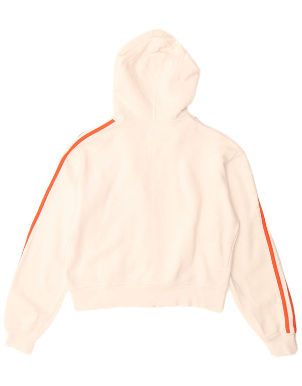 Adidas Womens Crop Zip Hoodie Sweater UK 10 Pequeno Algodão Branco