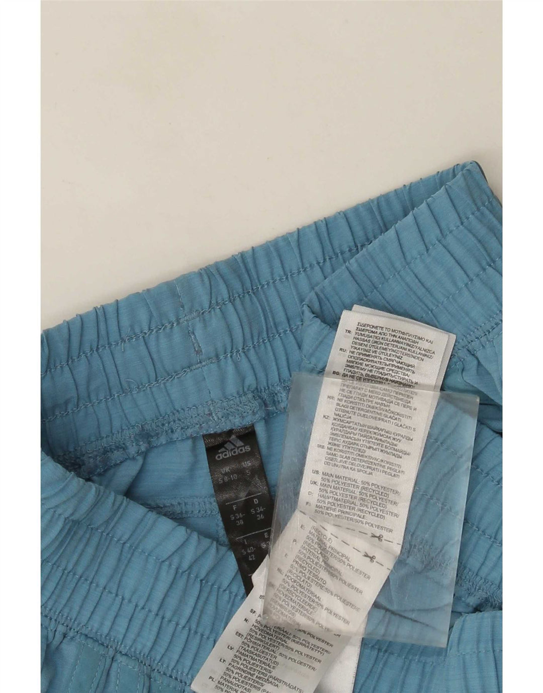 Shorts esportivos femininos Adidas UK 8/10 pequeno azul poliéster