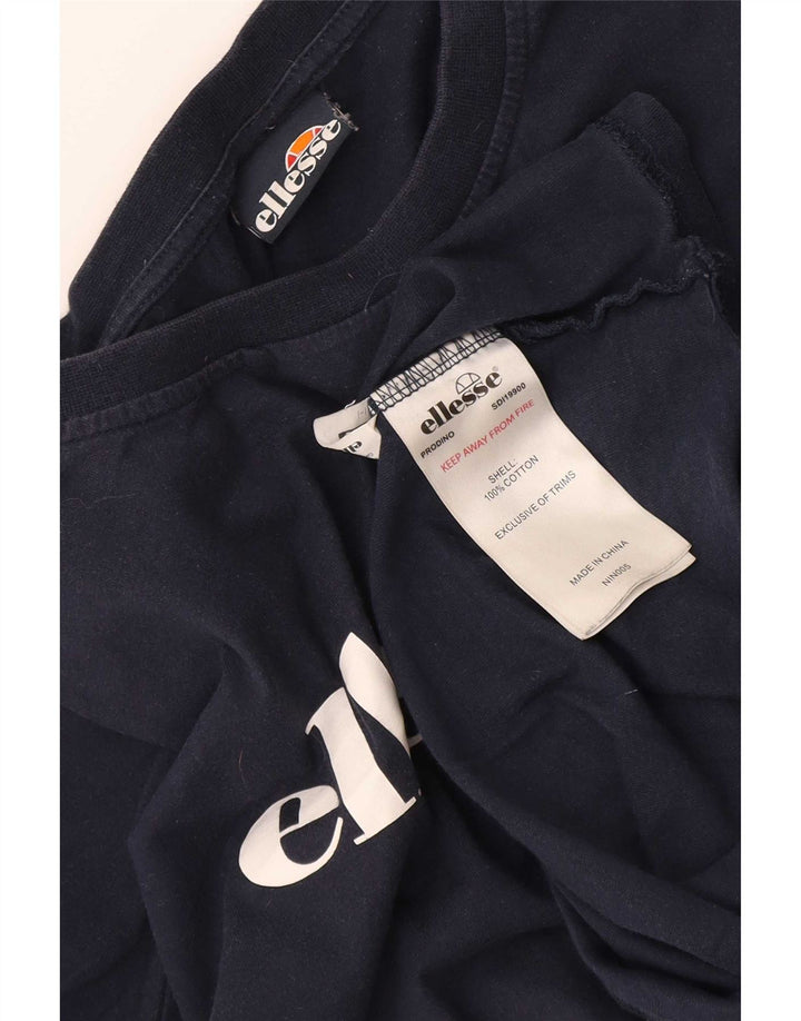 Ellesse Camiseta masculina gráfica Top médio algodão azul marinho