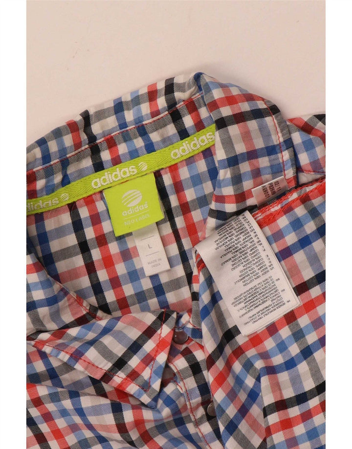 Camisa masculina Adidas Neo Label de manga curta grande algodão guingão multicolorido