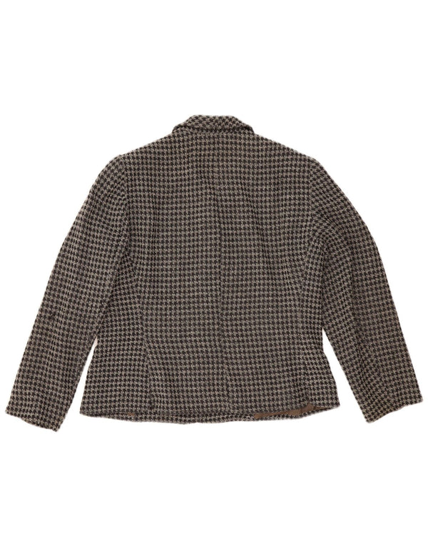 Emanuel Ungaro Jaqueta blazer feminina de 5 botões IT 50 XL preta Houndstooth