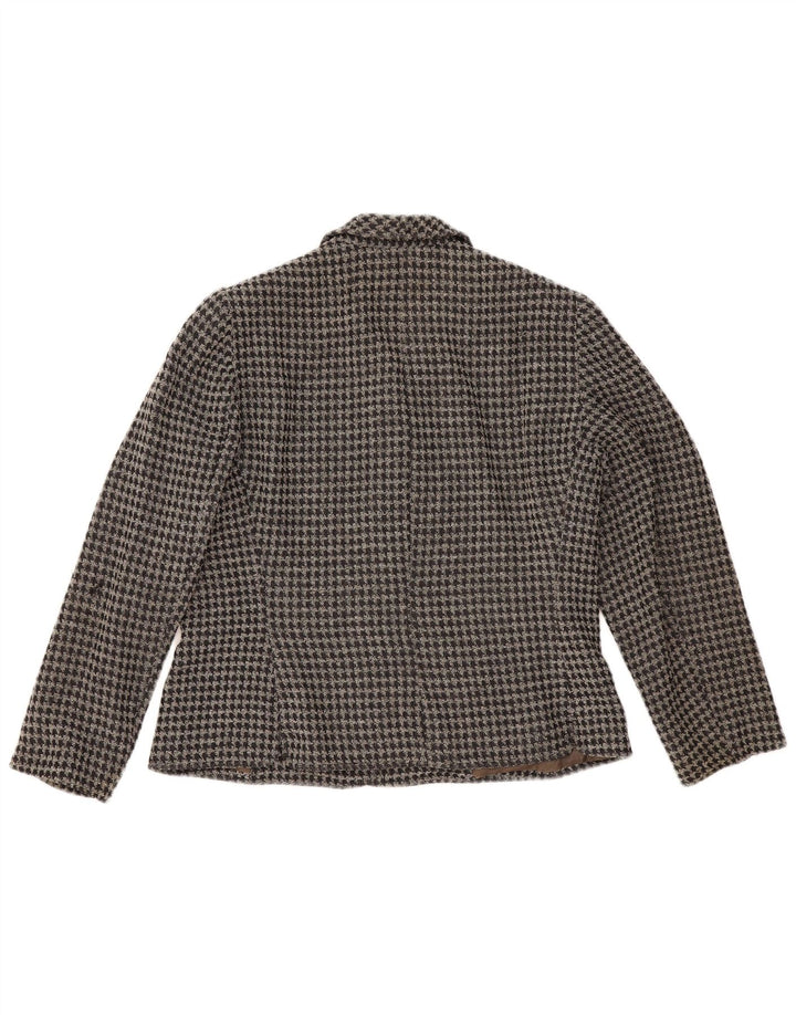 Emanuel Ungaro Jaqueta blazer feminina de 5 botões IT 50 XL preta Houndstooth