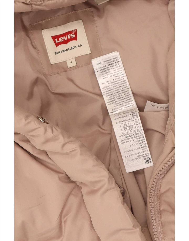 Jaqueta feminina acolchoada com capuz e capuz Levi's UK 10 pequena roxa poliéster