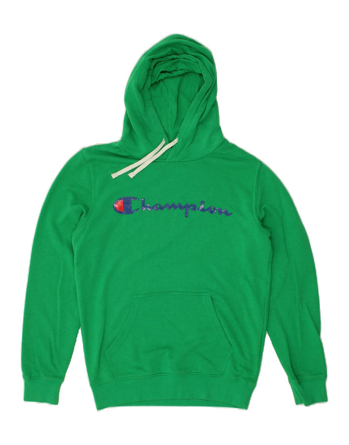 CHAMPION Mens Rochester Graphic Hoodie Jumper Small Green Cotton Vintage Champion and Second-Hand Champion from Messina Hembry 