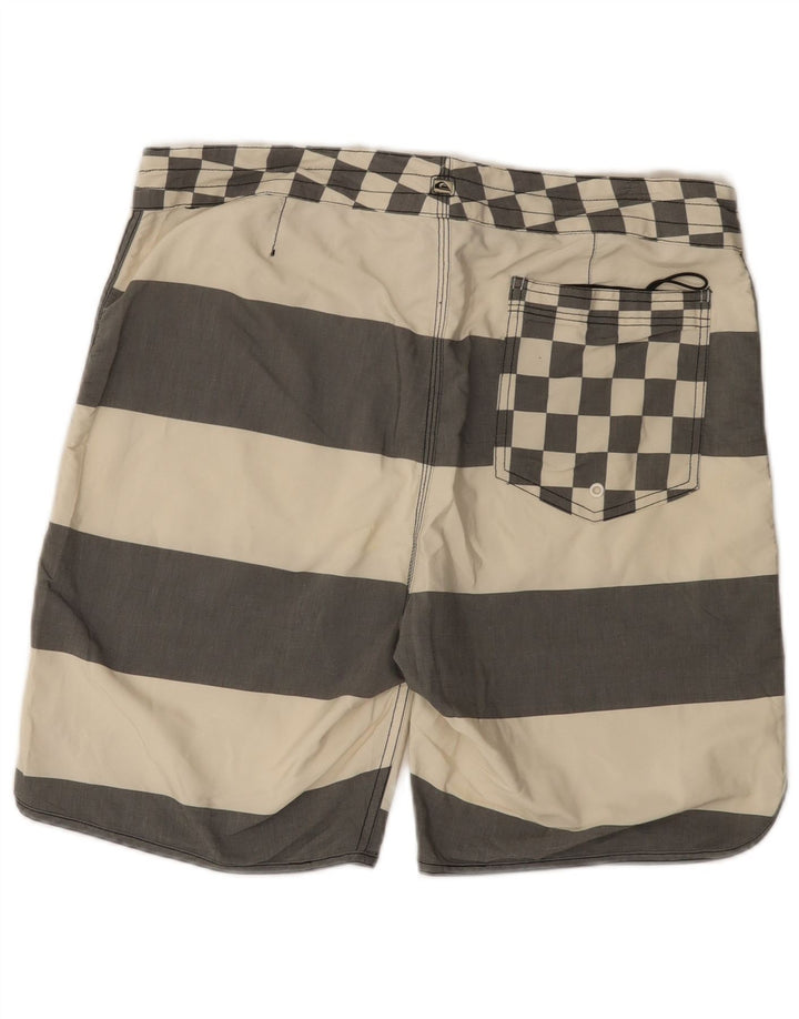 Shorts de natação masculino Quiksilver grande poliéster listrado branco