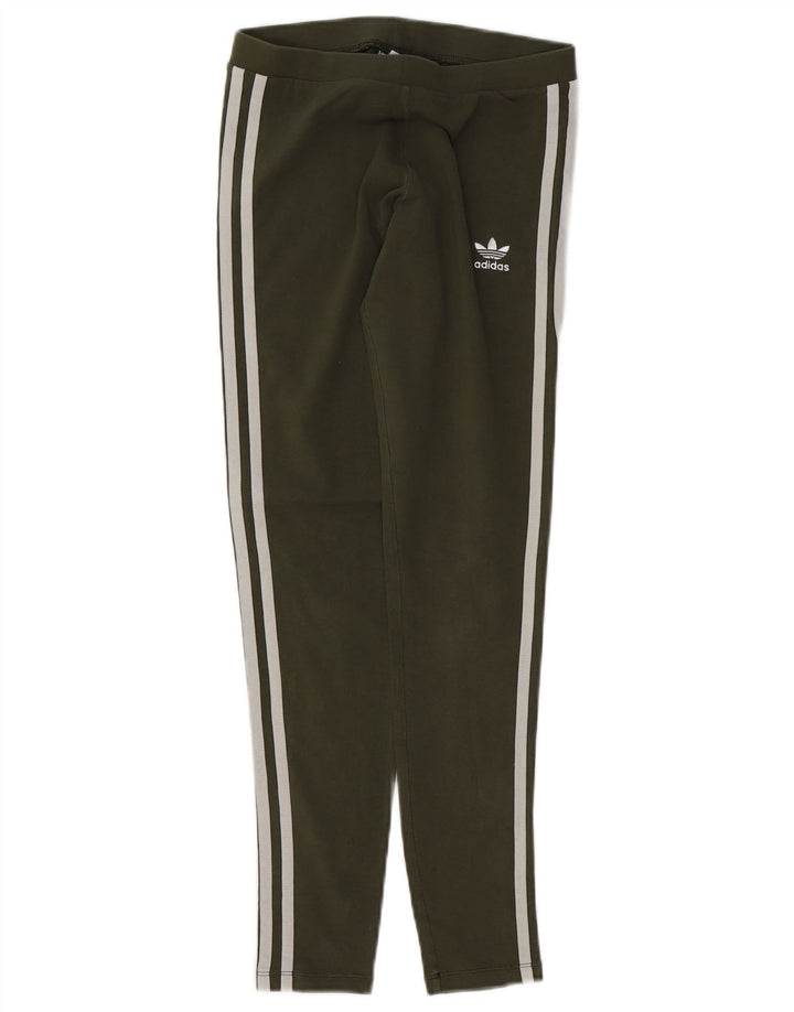 Leggings Adidas Femininas UK 8 Pequenas Cáqui Algodão