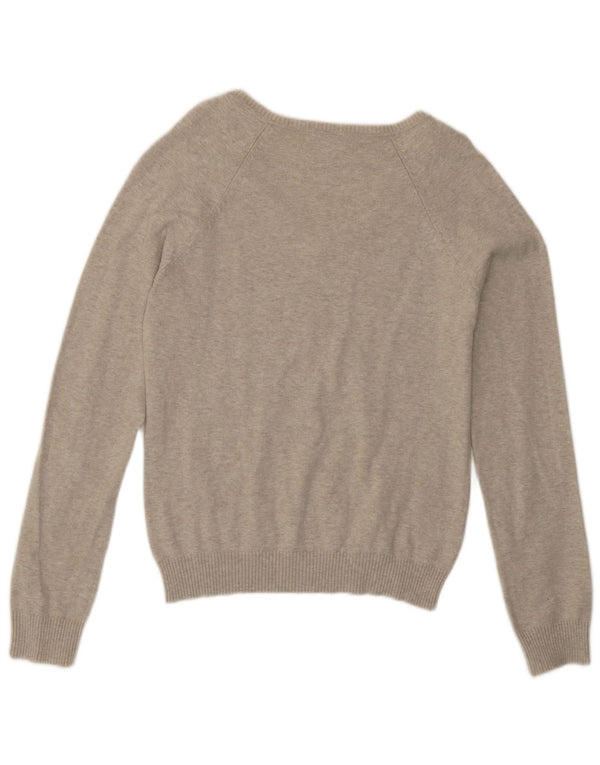 Suéter feminino Zara com decote em V Reino Unido 14 grande bege