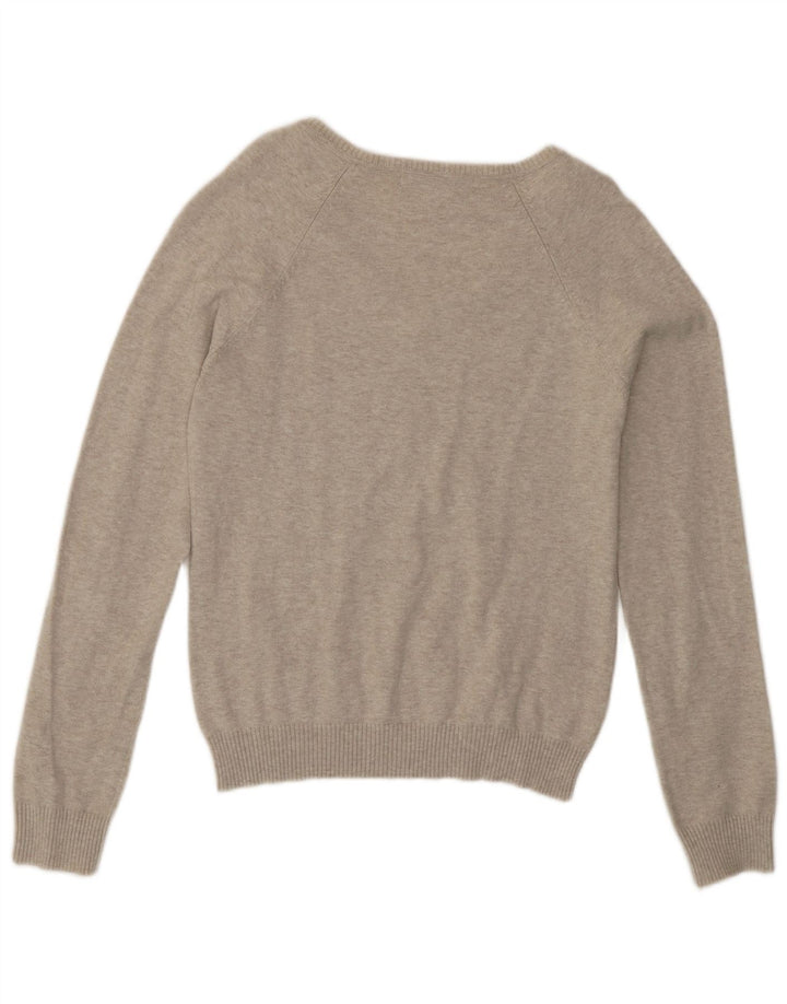 Suéter feminino Zara com decote em V Reino Unido 14 grande bege