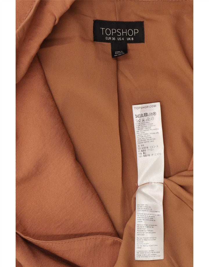 Topshop Jaqueta Blazer Feminina Reino Unido 8 Pequena Viscose Bege
