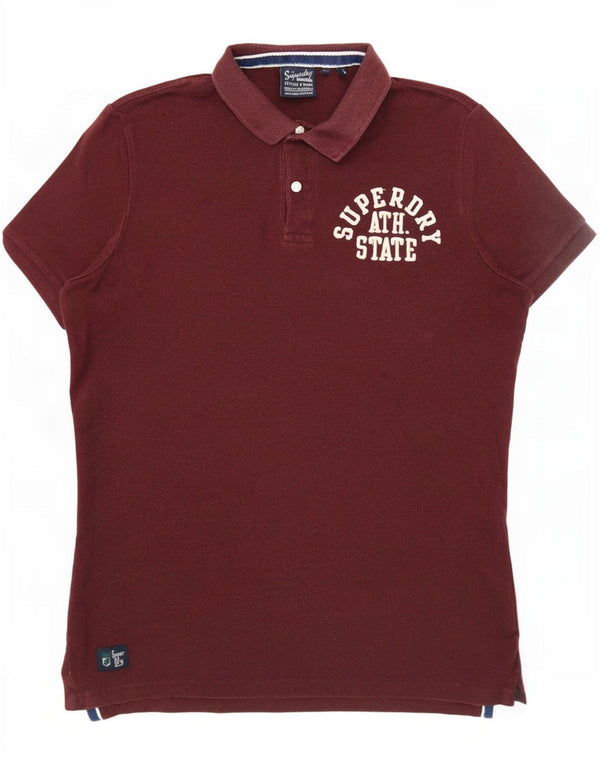 Camisa polo masculina Superdry gráfica média algodão Borgonha