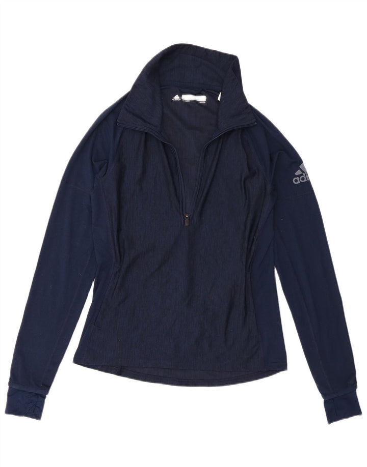 Adidas feminino gráfico pulôver treino top reino unido 8/10 pequeno azul marinho
