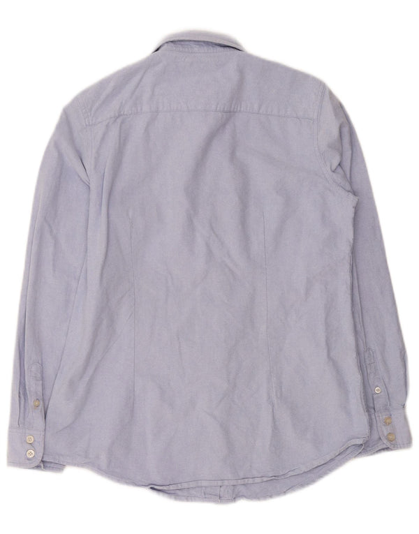 Camisa sob medida feminina da Crew Clothing UK 12 algodão azul médio