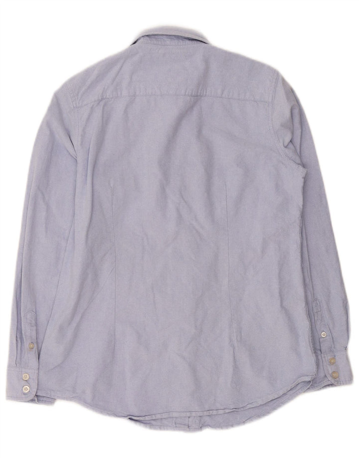 Camisa sob medida feminina da Crew Clothing UK 12 algodão azul médio