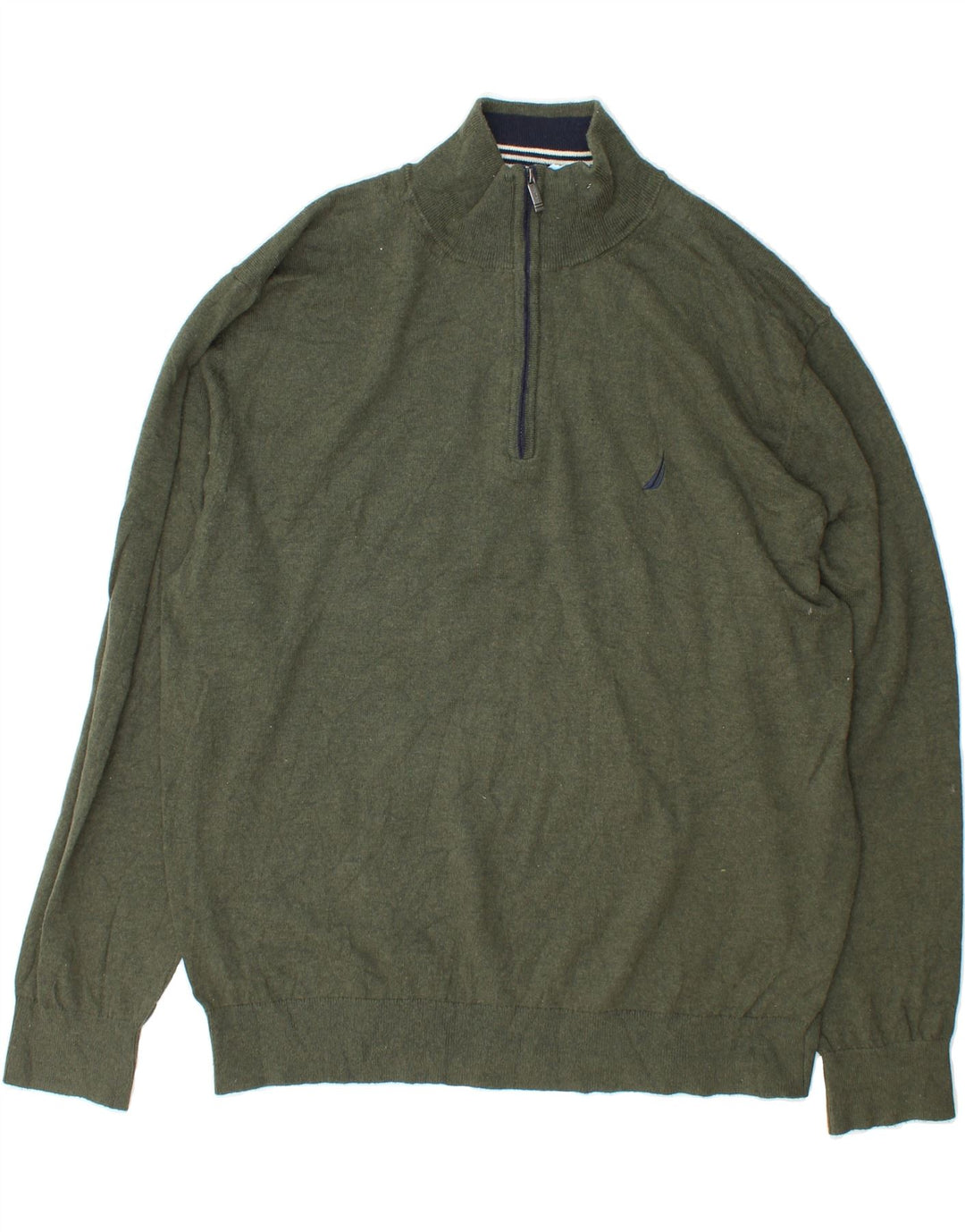 NAUTICA Mens Zip Neck Jumper Sweater XL Green Cotton Vintage Nautica and Second-Hand Nautica from Messina Hembry 
