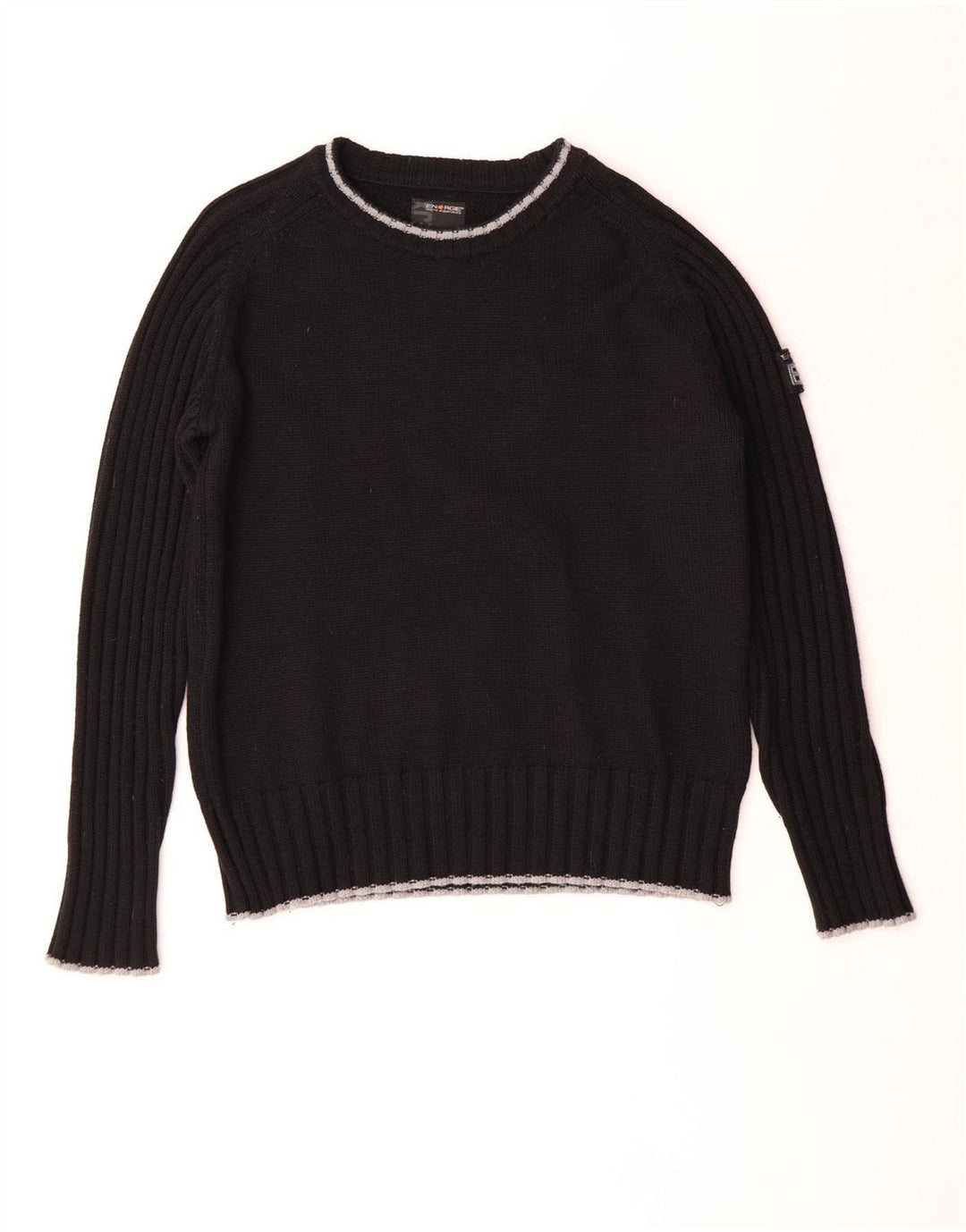 Suéter masculino Energie com gola redonda, grande lã preta