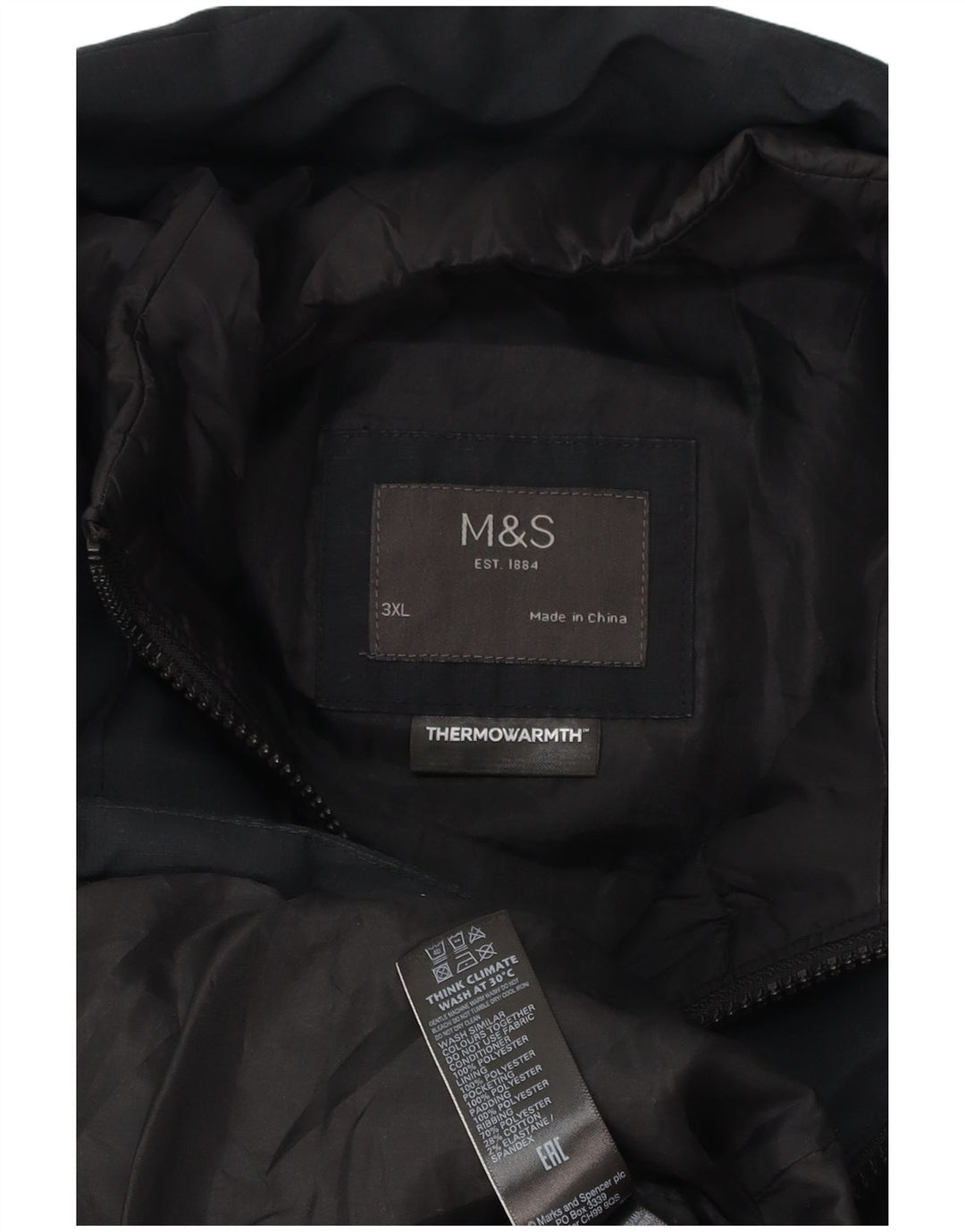 Jaqueta acolchoada masculina Marks & Spencer UK 46 3XL poliéster preto