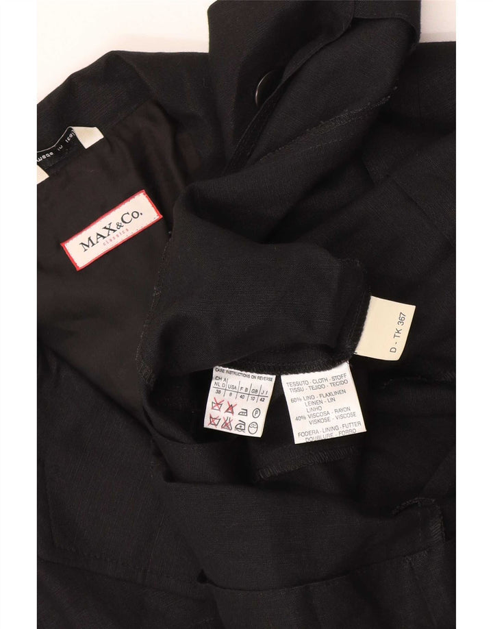 Jaqueta blazer feminina de manga curta com 3 botões Max & Co. Reino Unido 10 pequena preta