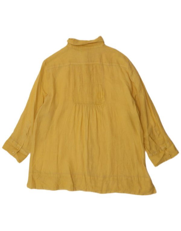 ELENA MIRO Camisa feminina manga 3/4 oversized UK 18 XL amarelo
