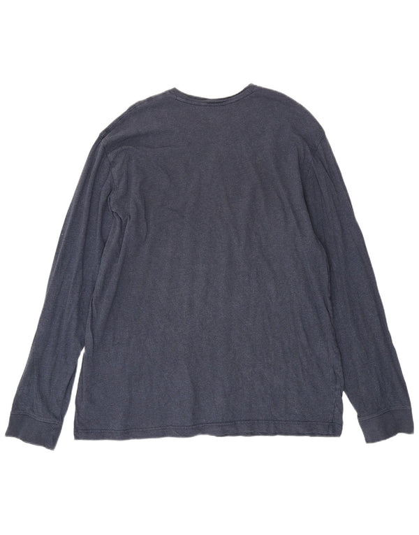 Eddie Bauer Top masculino alto manga comprida XL azul marinho algodão