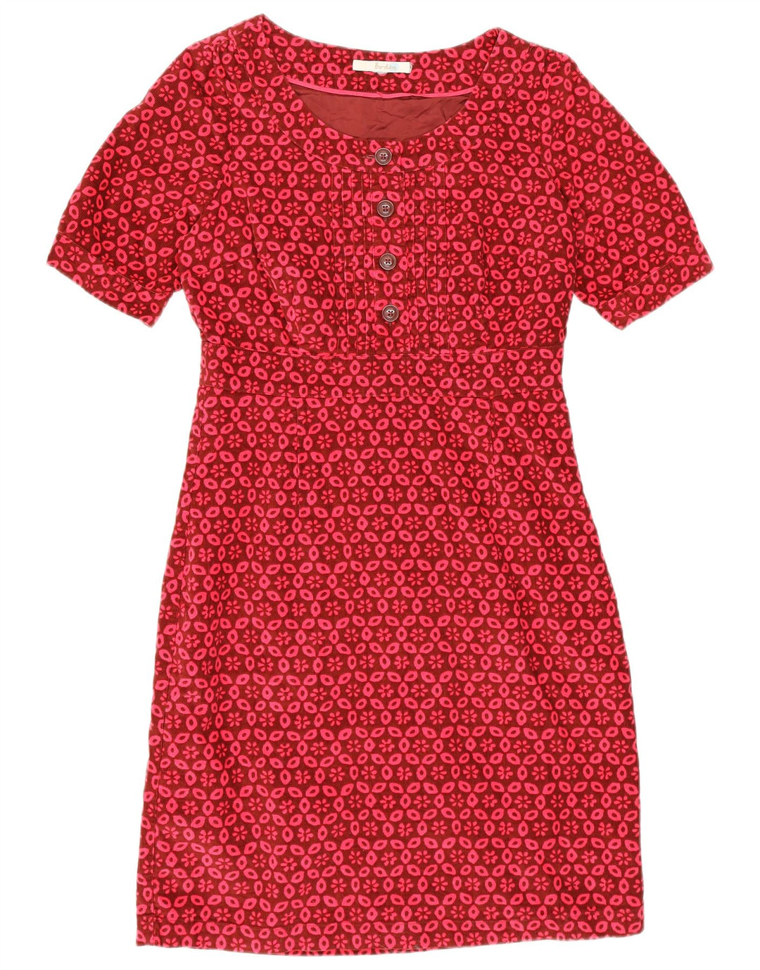 Vestido feminino de veludo cotelê Boden UK 8 pequeno algodão floral rosa