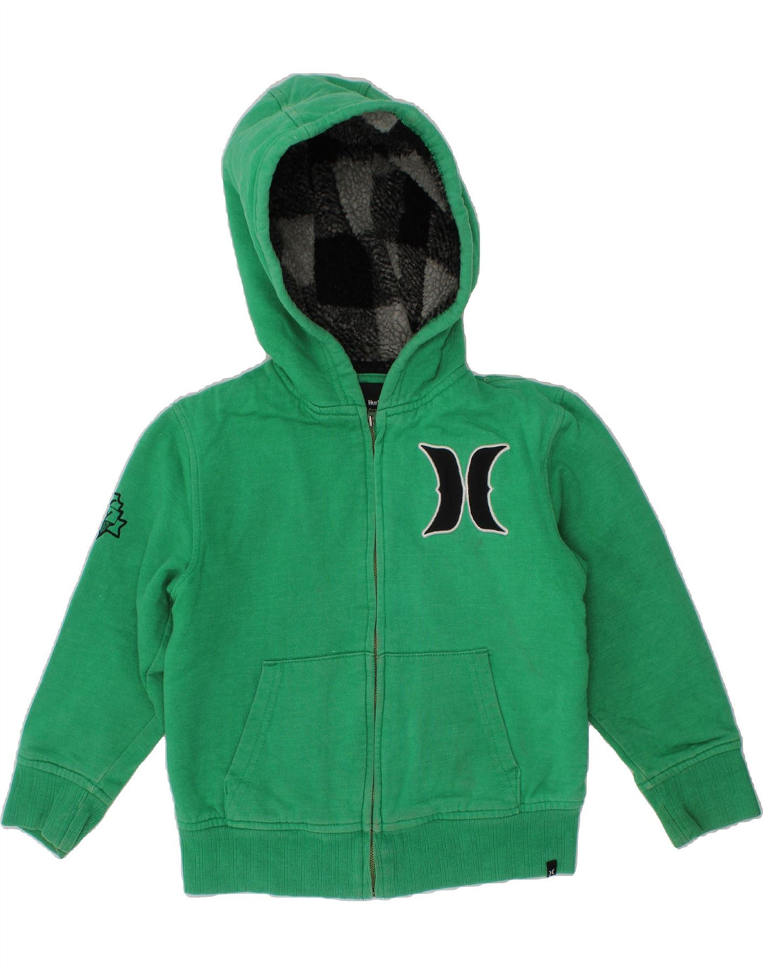 HURLEY Boys Graphic Zip Hoodie Sweater 4-5 Years Green Cotton Vintage Hurley and Second-Hand Hurley from Messina Hembry 
