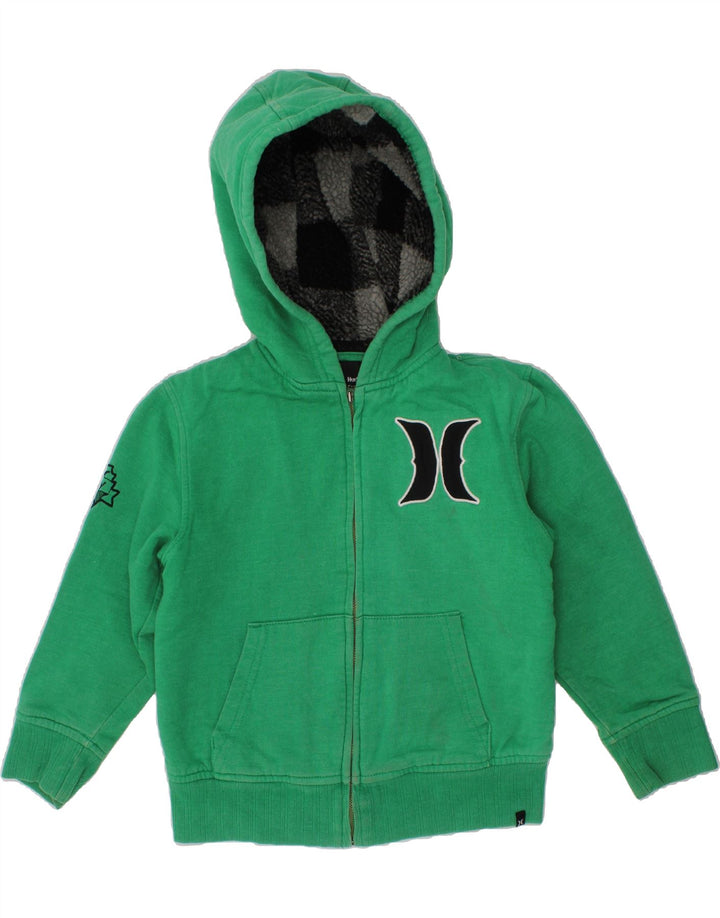 HURLEY Boys Graphic Zip Hoodie Sweater 4-5 Years Green Cotton Vintage Hurley and Second-Hand Hurley from Messina Hembry 