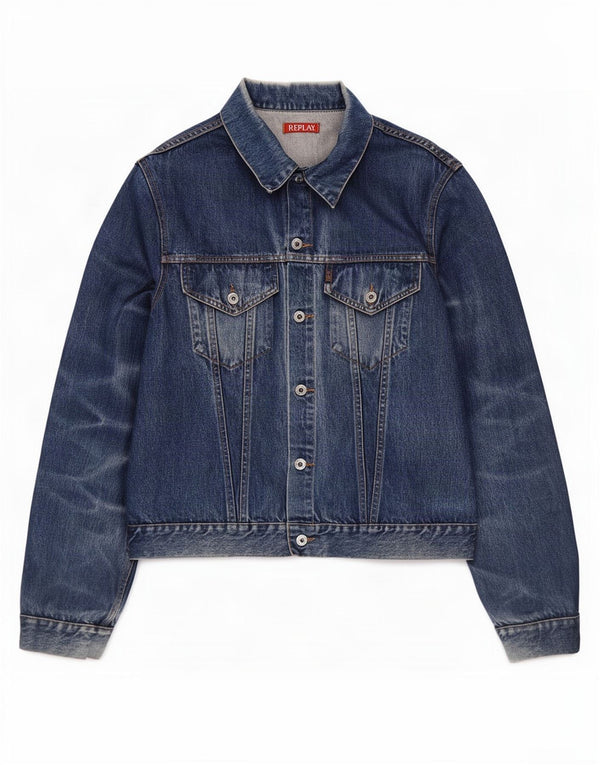 Jaqueta jeans masculina Replay UK 44 2XL algodão azul