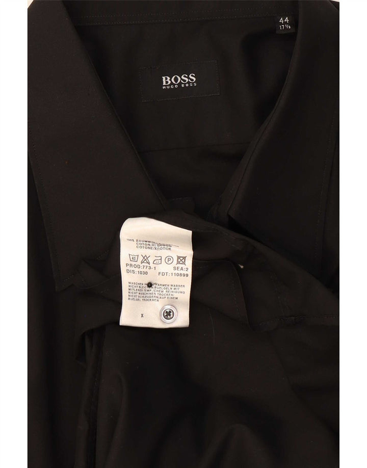 Camisa masculina Hugo Boss tamanho 44 17 1/2 XL algodão preto