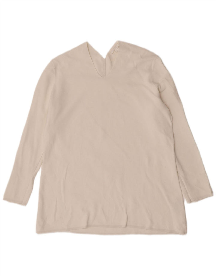 Cos Womens Top Manga Longa UK 14 Algodão Branco Médio