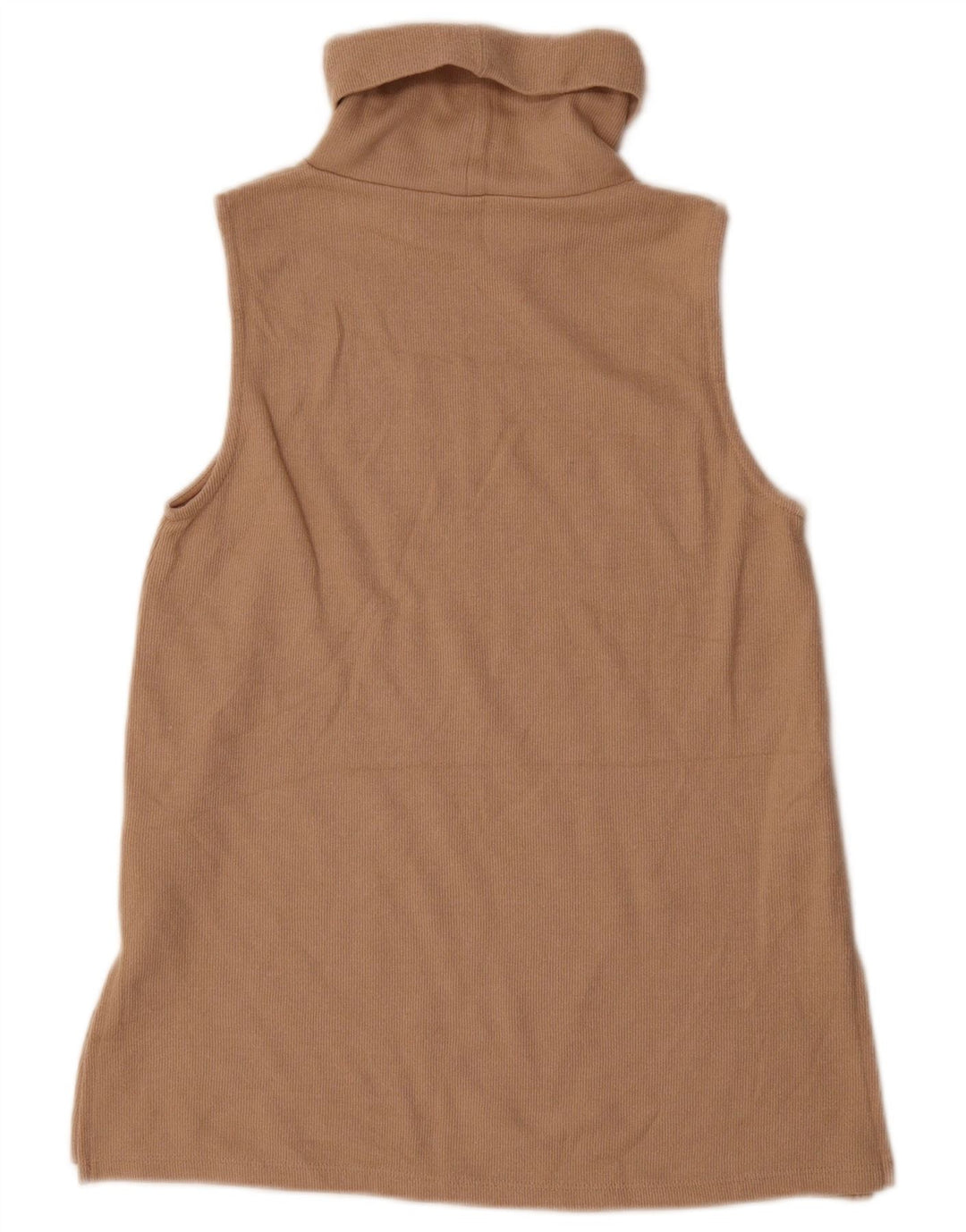 Colete feminino Marks & Spencer com gola redonda Reino Unido 10 pequeno poliéster bege