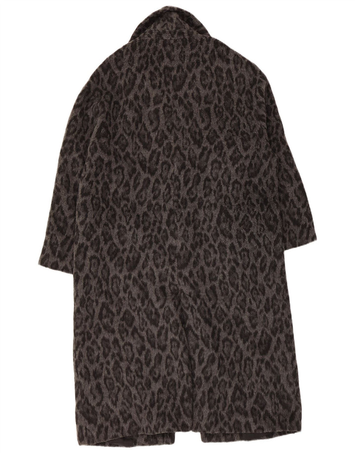 Sobretudo feminino Zara Oversized UK 6 XS cinza animal print lã