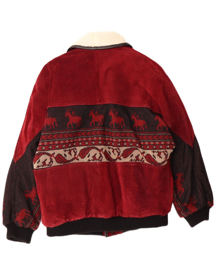 Jaqueta masculina de camurça sherpa C&A Reino Unido 40 grande couro vermelho Fair Isle