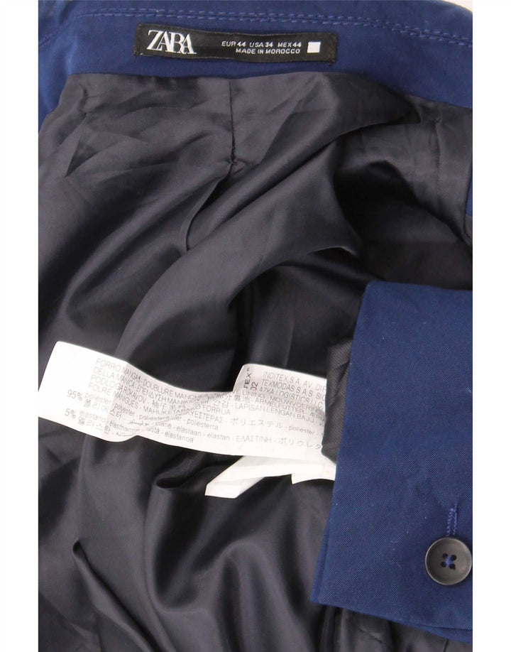 Jaqueta blazer masculina Zara com 2 botões EU 44 XS azul marinho