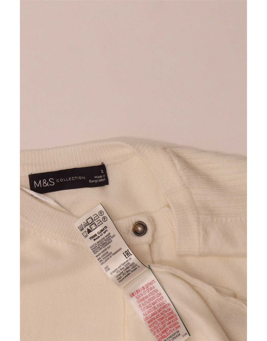 Suéter cardigã feminino Marks & Spencer UK 12 médio off white viscose